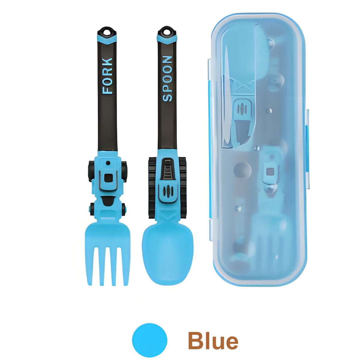 Construction Vehicle Kids Utensil Set | 3-Piece Feeding Set with Spoon, Fork & Storage Case | Soft Grip | Dishwasher Safe | Perfect for Travel & Home | Gift Set Utensils