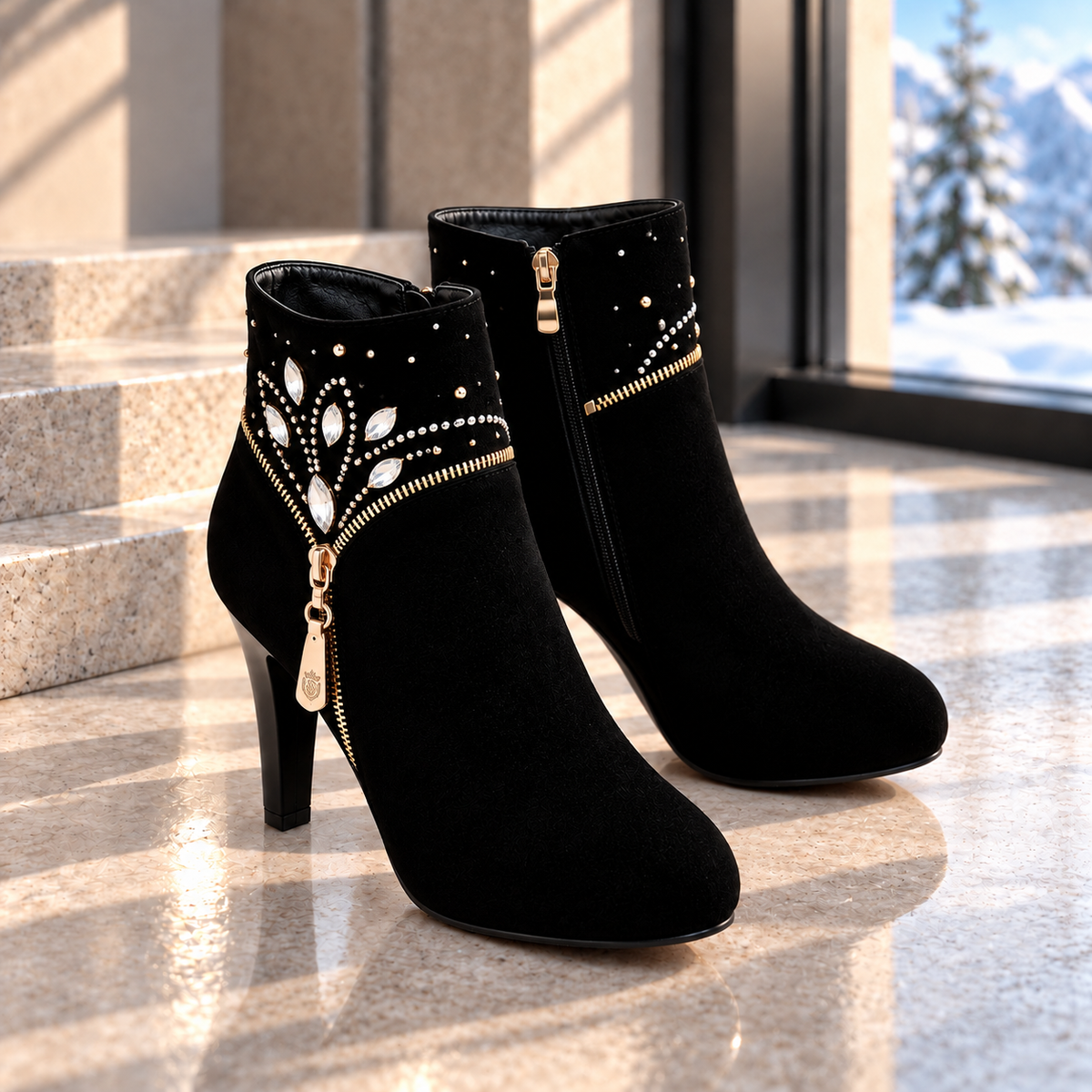 Rhinestone Ankle Boots