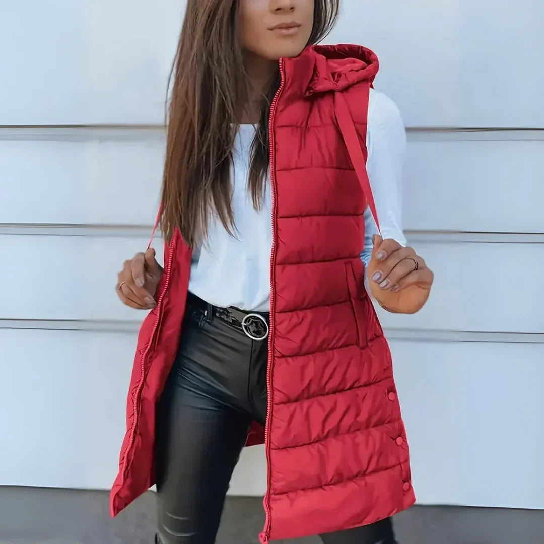 Long Hooded Puffer Vest