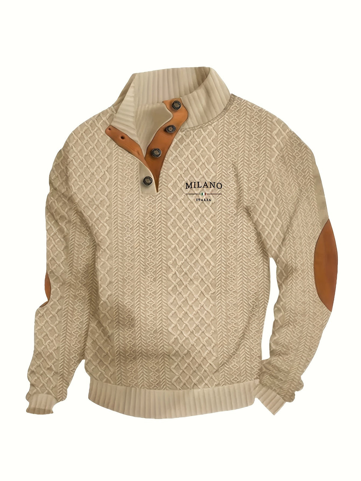 Textured Stand-Collar Pullover