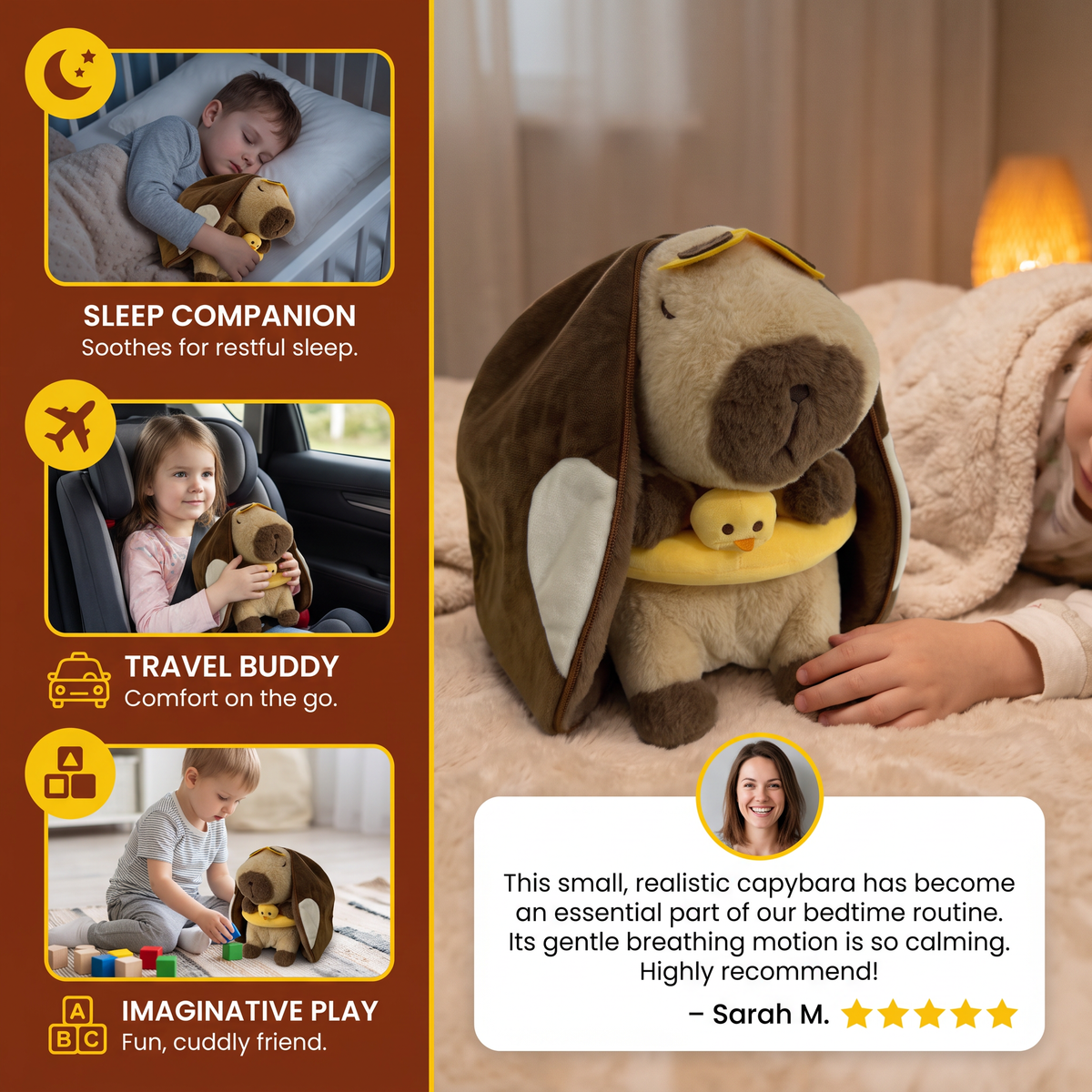 Breathing Capybara Plush Toy – Soft & Cuddly Sleep Companion
