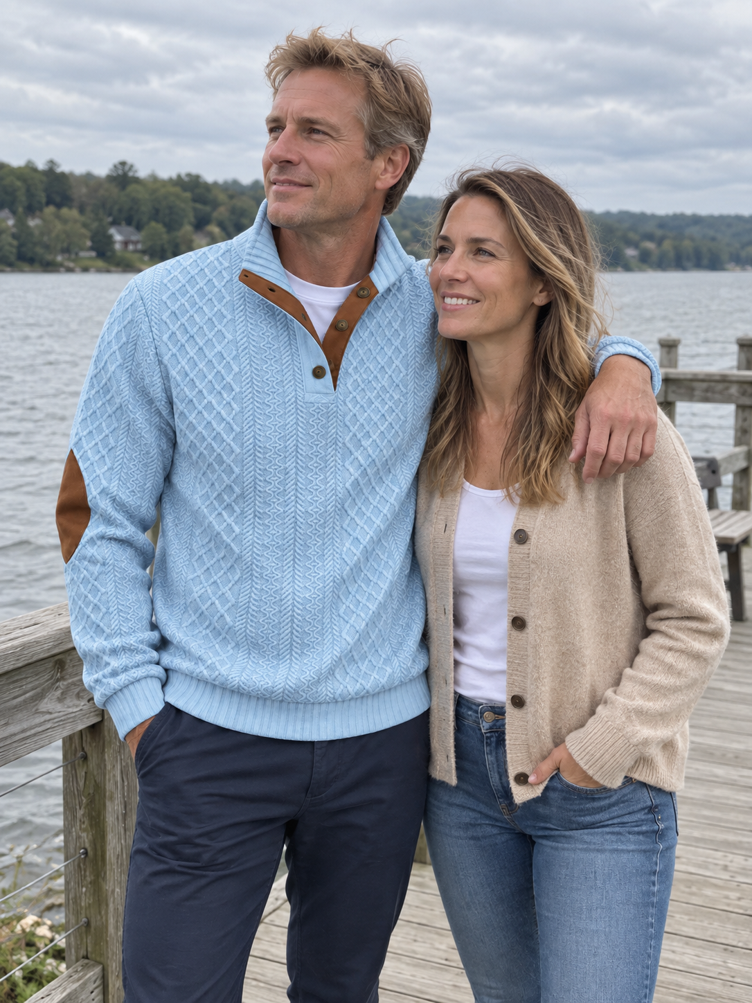 Jacquard Knit Stand Collar Pullover Sweatshirt