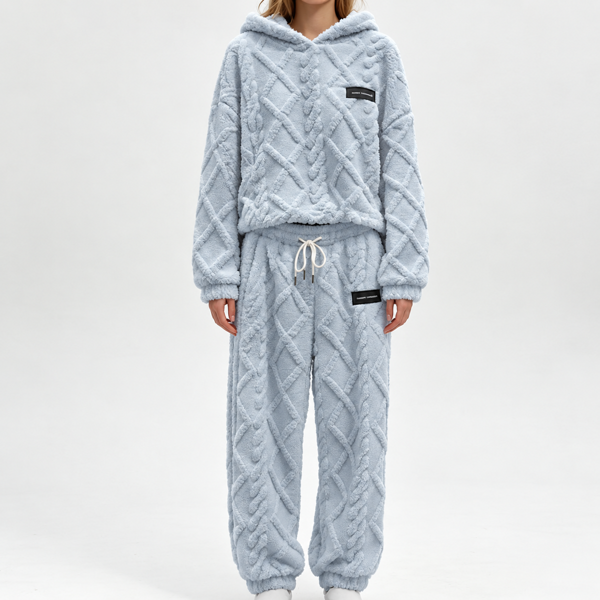 Premium Comfort Women's Plush Textured Hoodie & Pants 2-Piece Set
