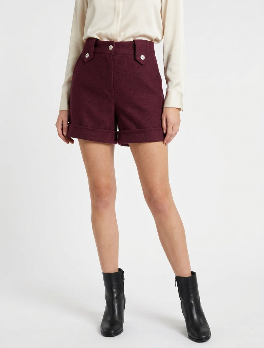 High-Waisted Straight Shorts with Belt Loops