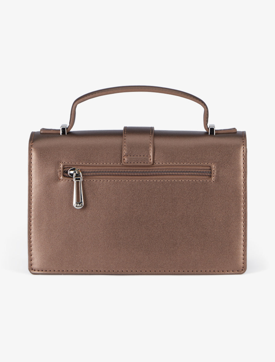 Audrey Crossbody Bag in Faux Leather - Bronze