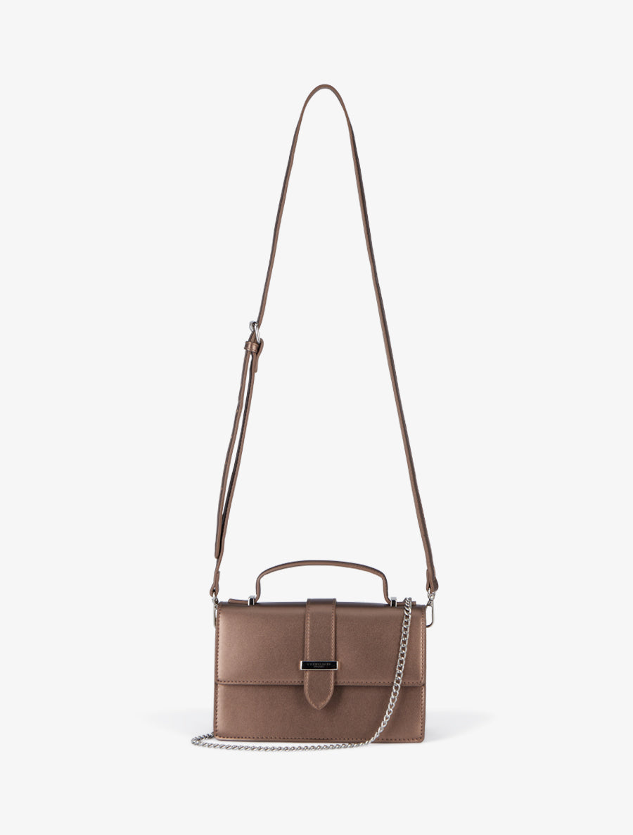 Audrey Crossbody Bag in Faux Leather - Bronze