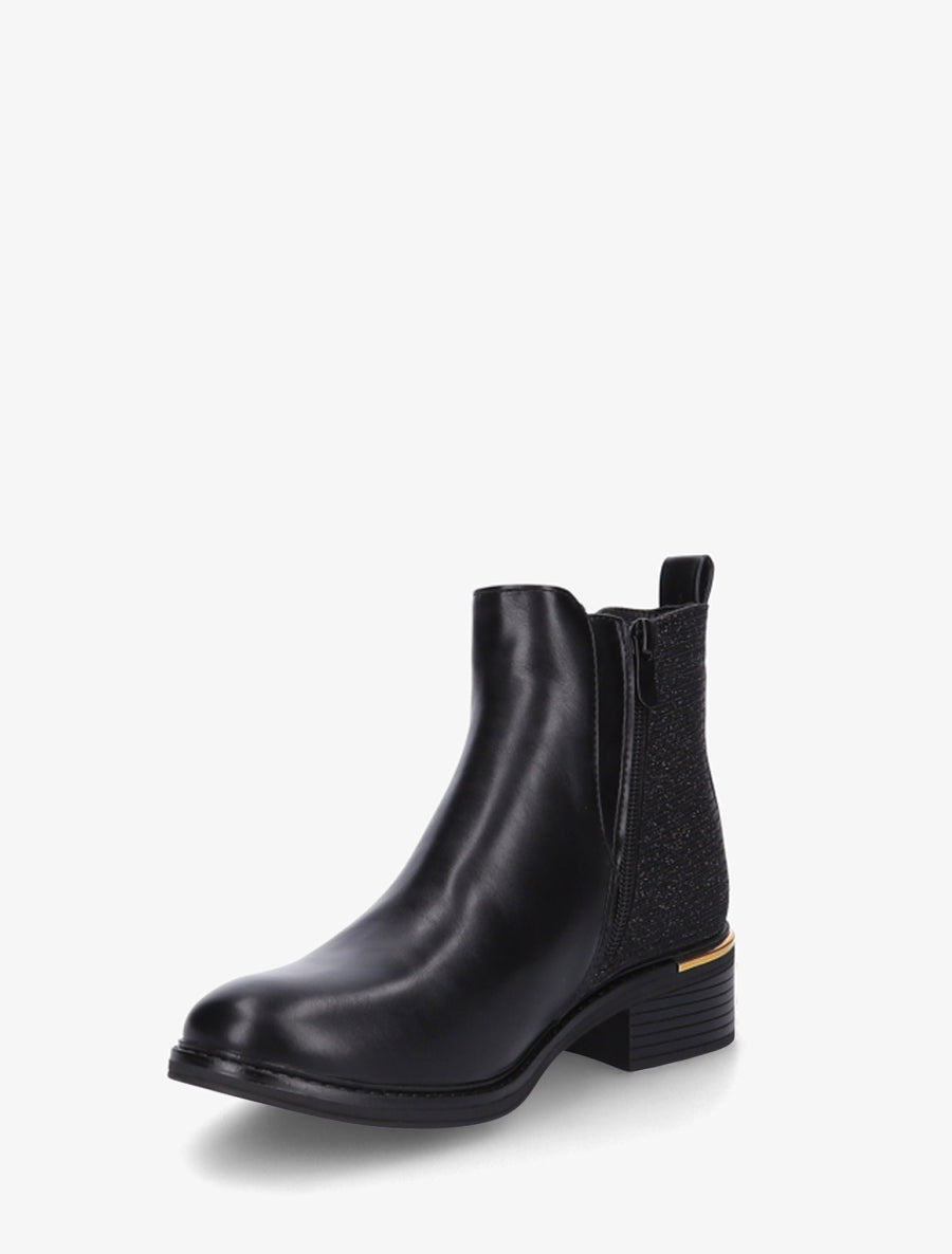 Block Heel Ankle Boots with Iridescent Detail