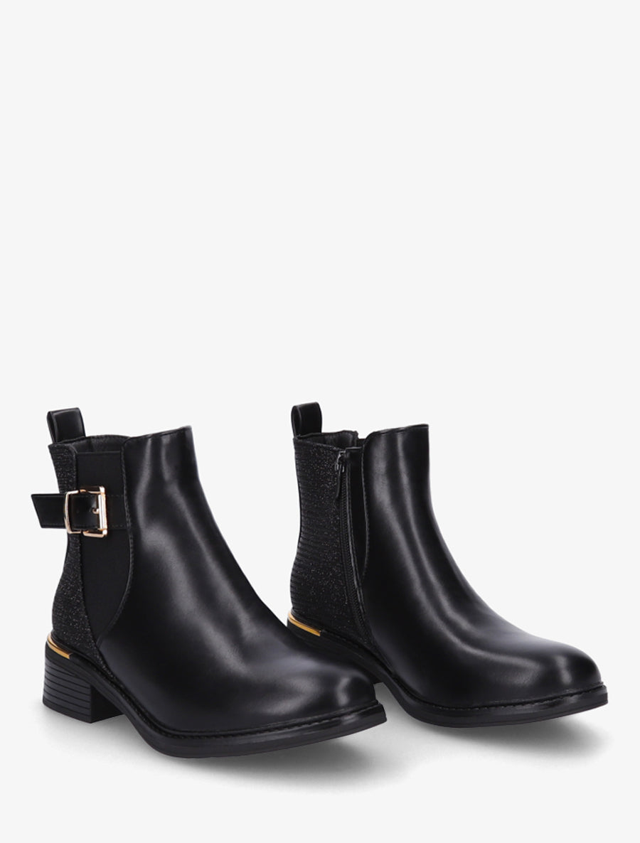 Block Heel Ankle Boots with Iridescent Detail