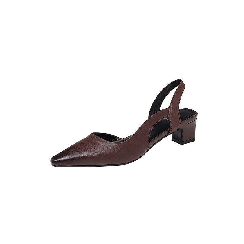 Pointed Toe Chunky Heel Minimalist Sandals