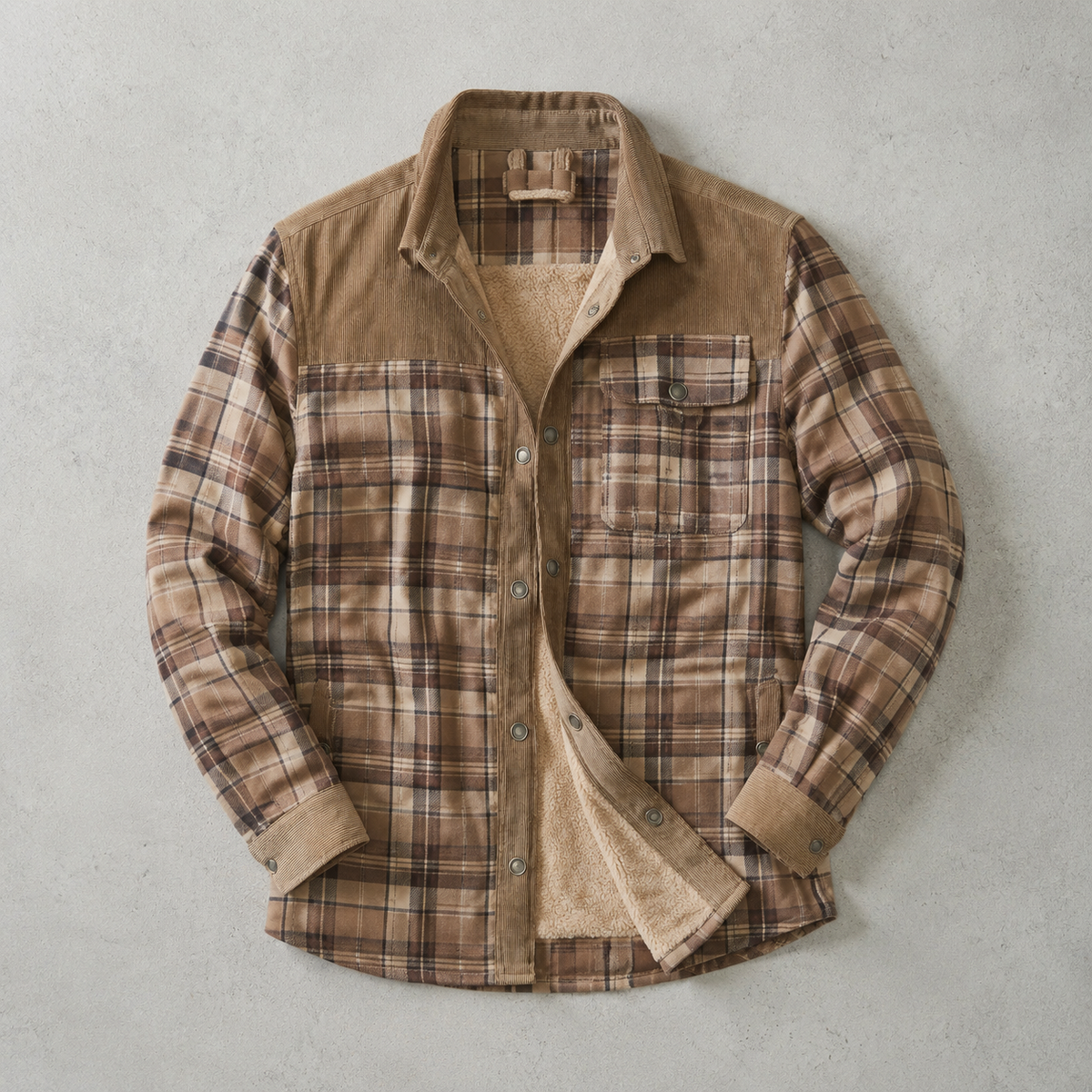Brunico Check-Flannel Sherpa-Lined Field Overshirt