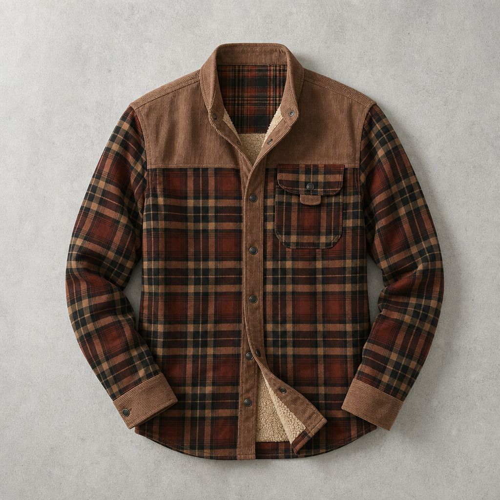 Brunico Check-Flannel Sherpa-Lined Field Overshirt