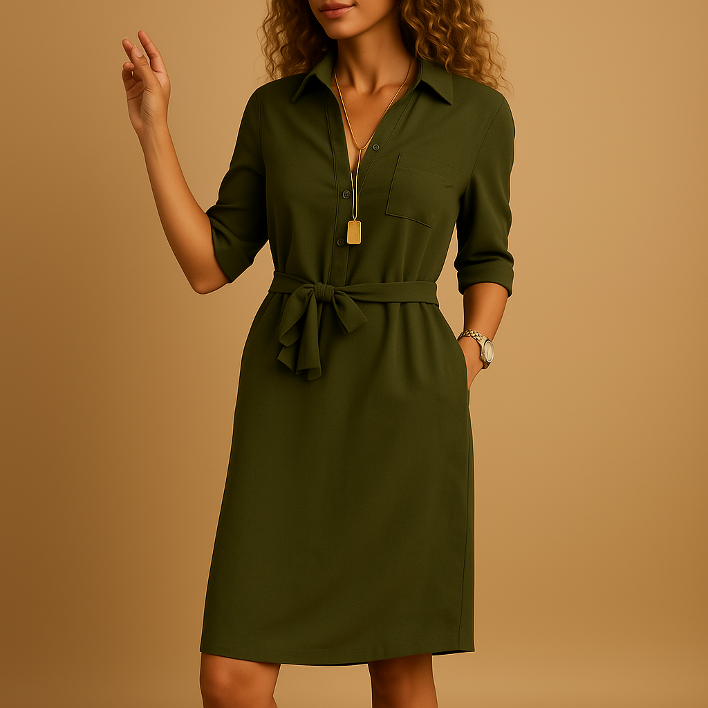 Elegant modern dress for women with flattering fit and timeless design, ideal for work, casual days, or elegant evenings.