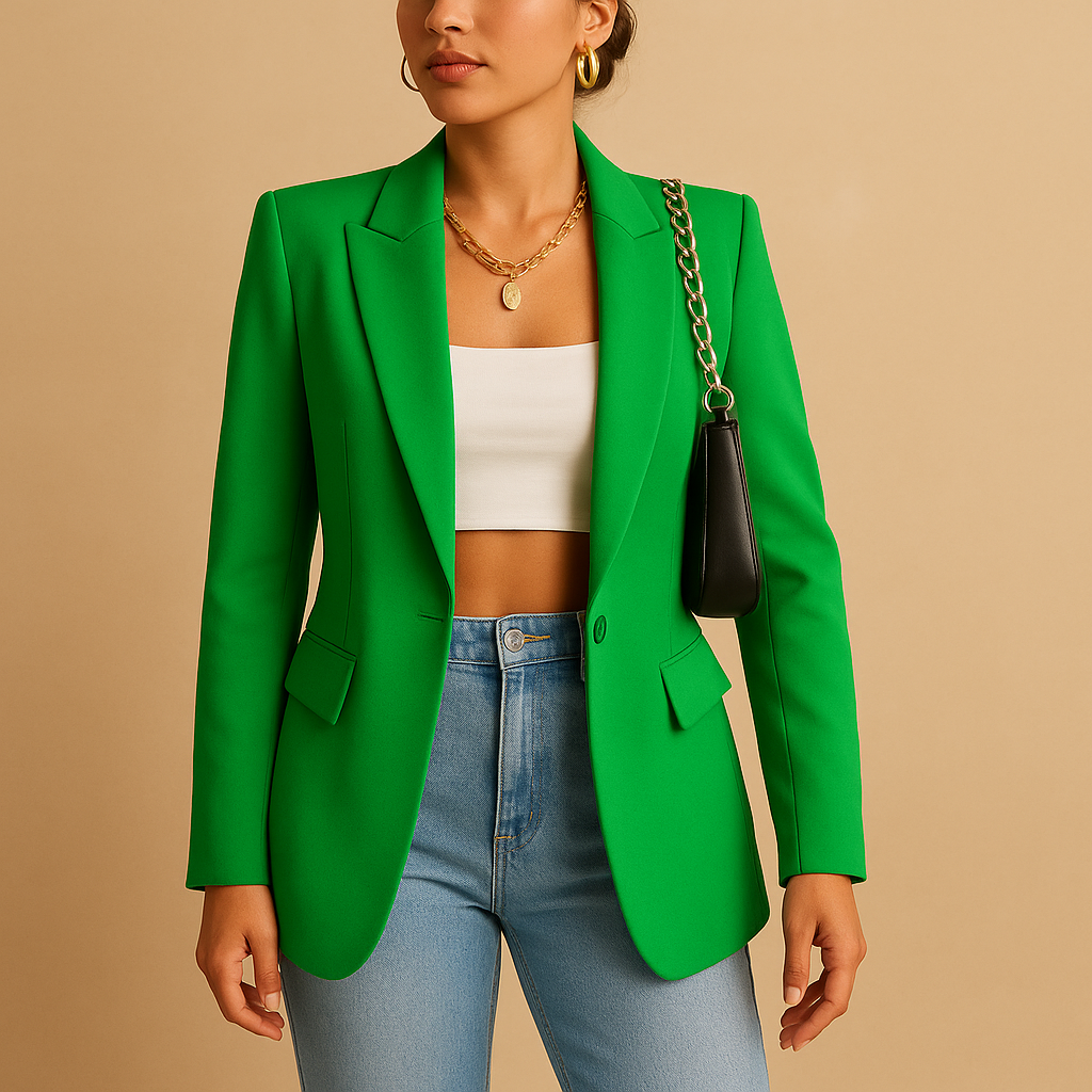 Women’s elegant tailored blazer with flattering fit and modern details, perfect for office wear, formal events, and stylish casual outfits.