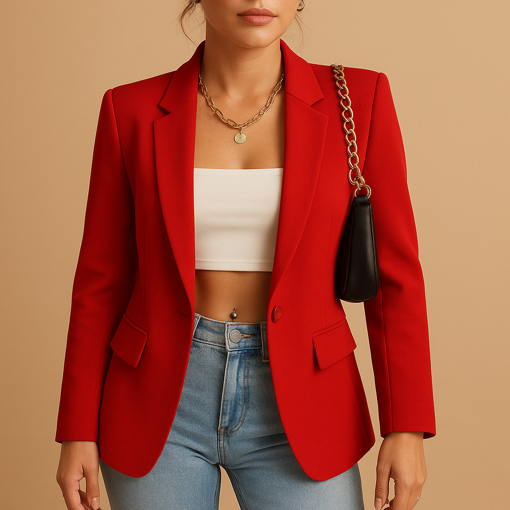 Women’s elegant tailored blazer with flattering fit and modern details, perfect for office wear, formal events, and stylish casual outfits.