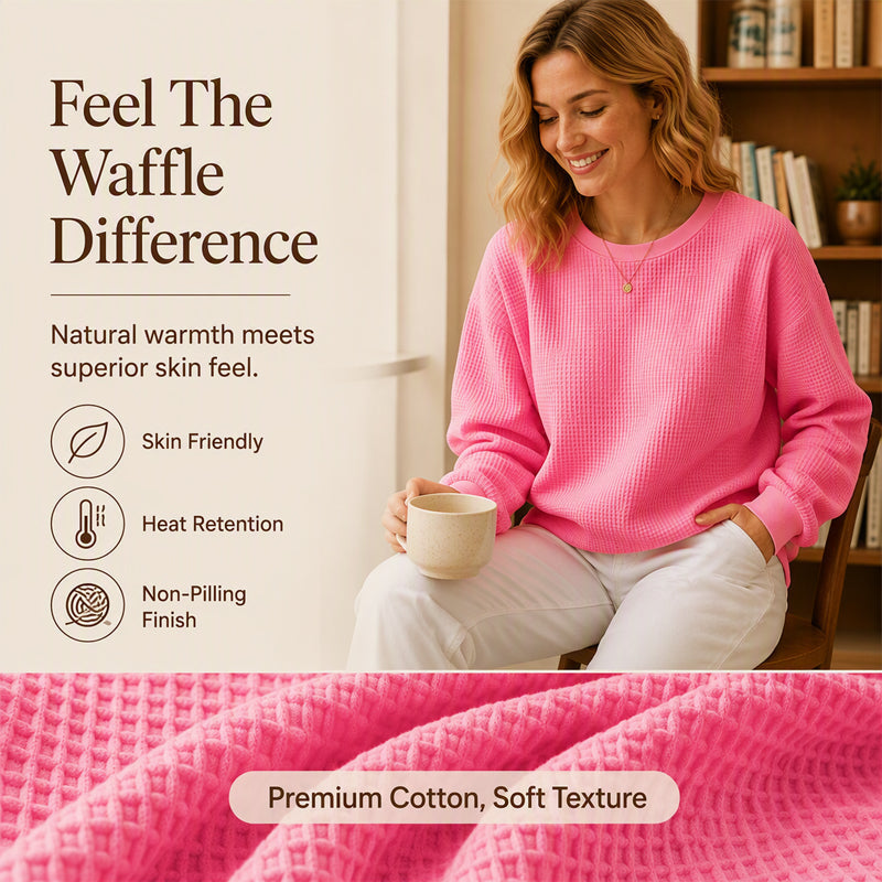 Waffle Texture Sweatshirt – Easy Breezy Fit & Classic Style for Any Casual Look