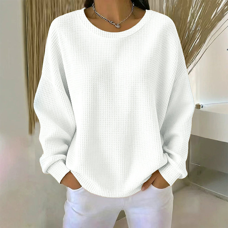 Waffle Texture Sweatshirt – Easy Breezy Fit & Classic Style for Any Casual Look