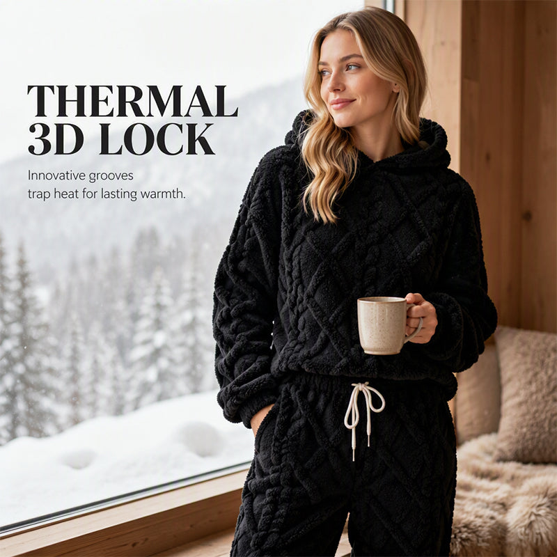 Premium Comfort Women's Plush Textured Hoodie & Pants 2-Piece Set