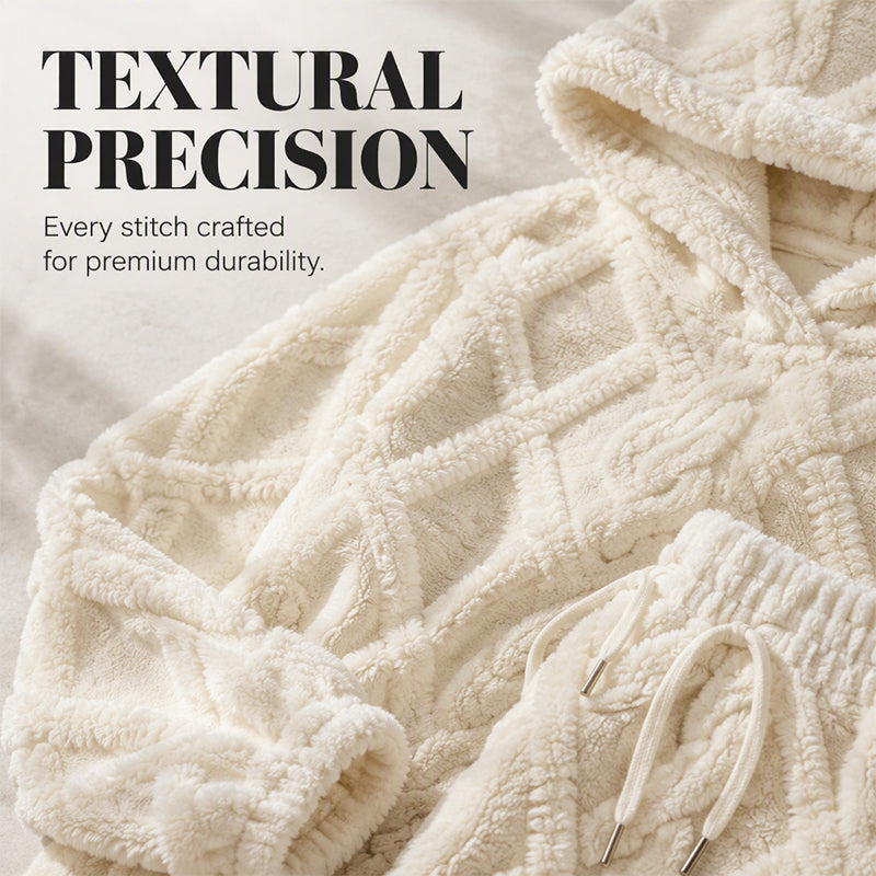 Premium Comfort Women's Plush Textured Hoodie & Pants 2-Piece Set
