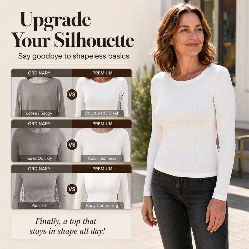 Ribbed Texture, Easy Everyday Fit Women's Classic Crew-Neck Knit Top