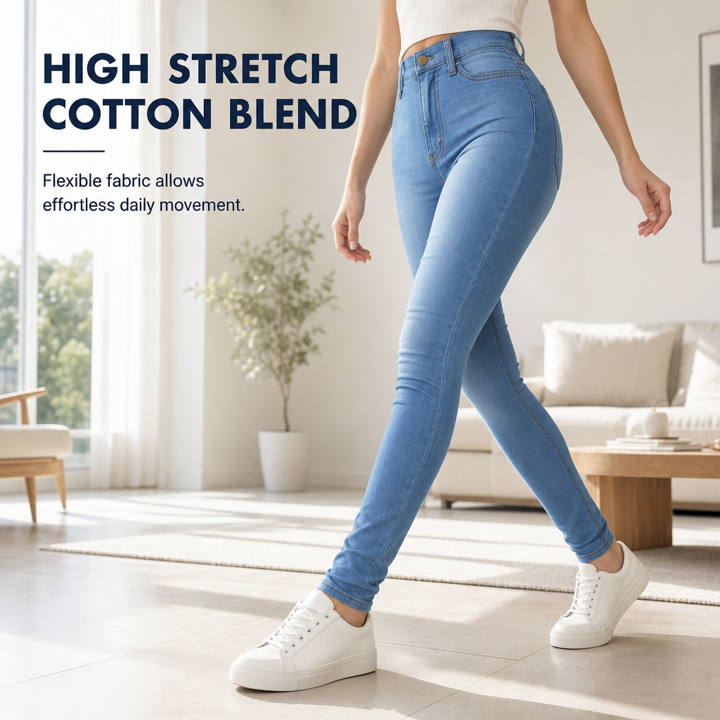 High-Waisted Stretch Pencil Pants