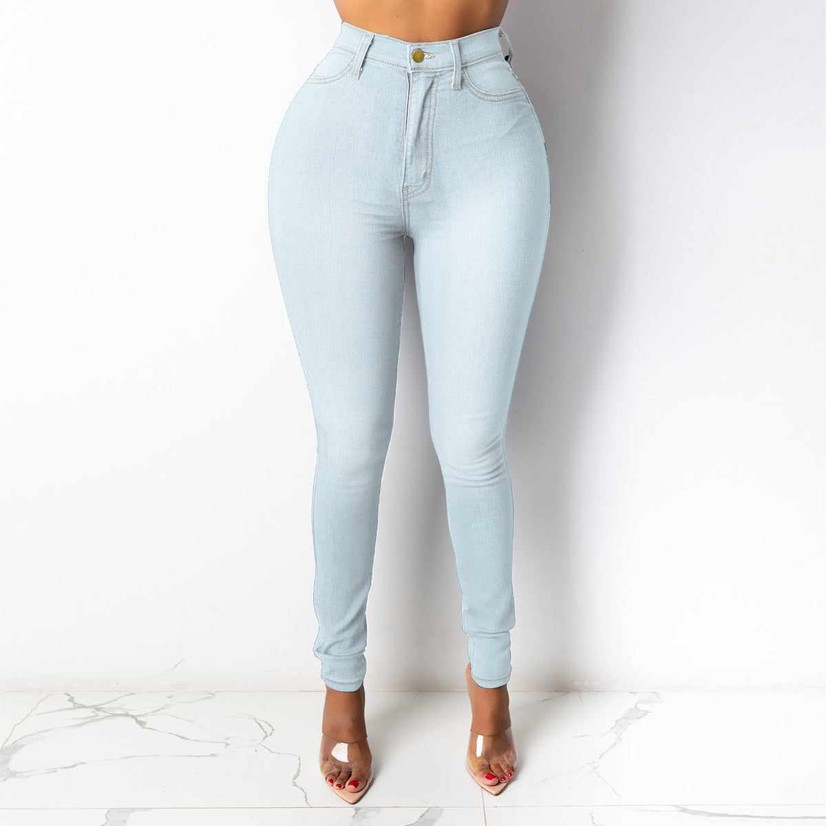 High-Waisted Stretch Pencil Pants