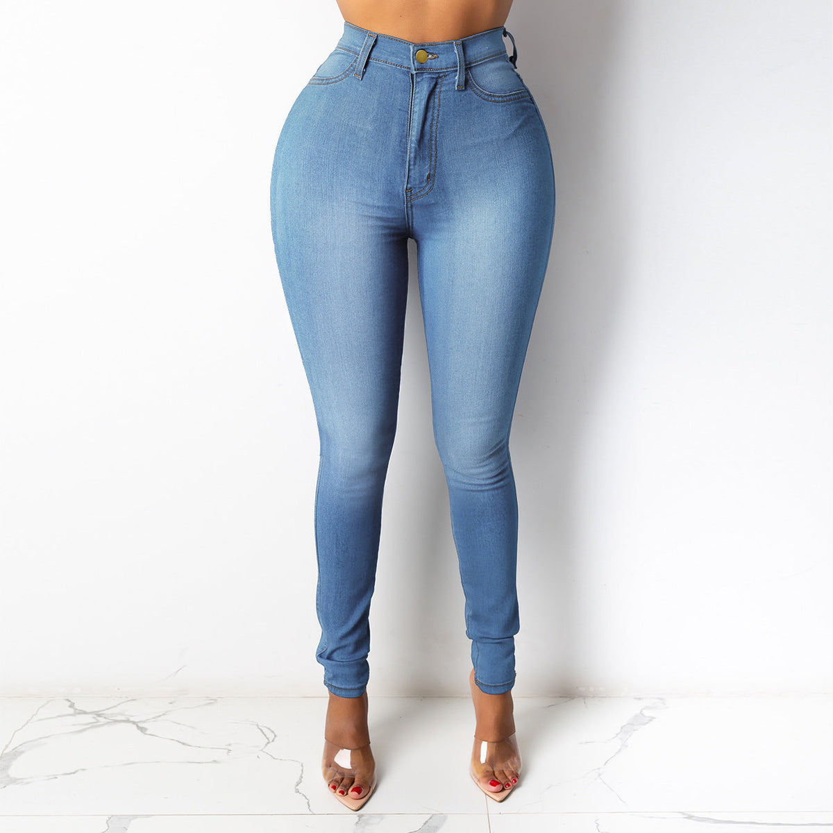 High-Waisted Stretch Pencil Pants