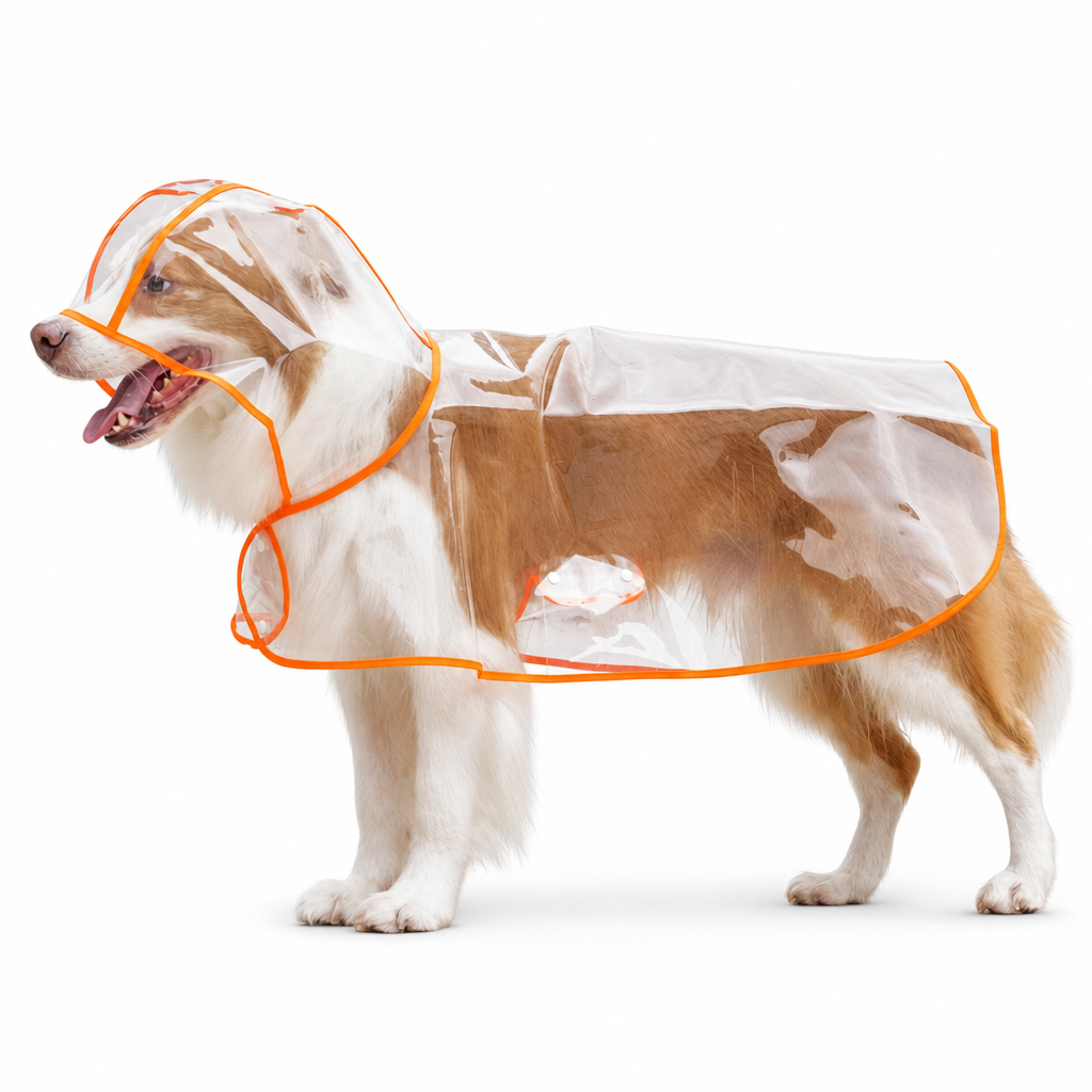 Transparent EVA Dog Raincoat with Hood and Adjustable Belly Strap, Sizes XS–8XL