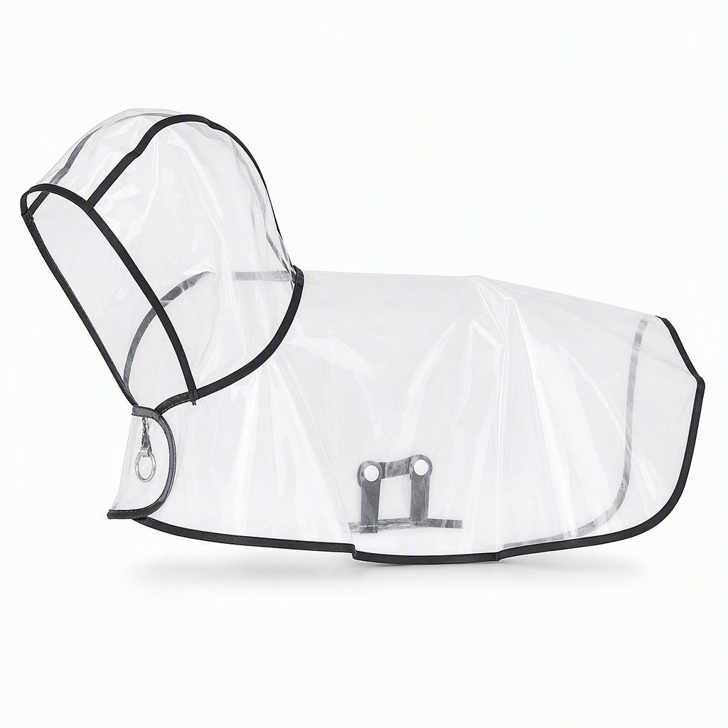 Transparent EVA Dog Raincoat with Hood and Adjustable Belly Strap, Sizes XS–8XL