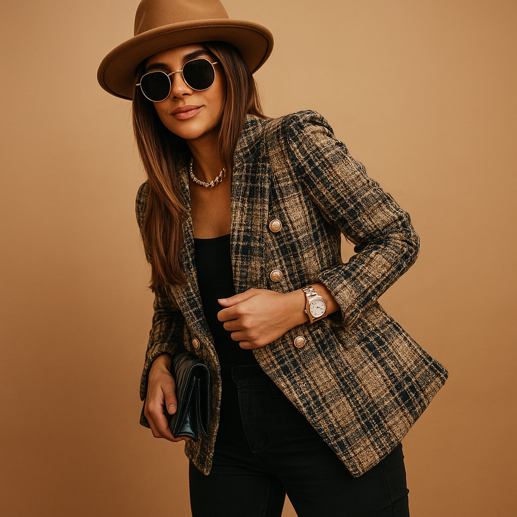 Women’s tailored blazer with an elegant fitted silhouette and premium fabric blend, perfect for work, formal occasions, or chic casual outfits.